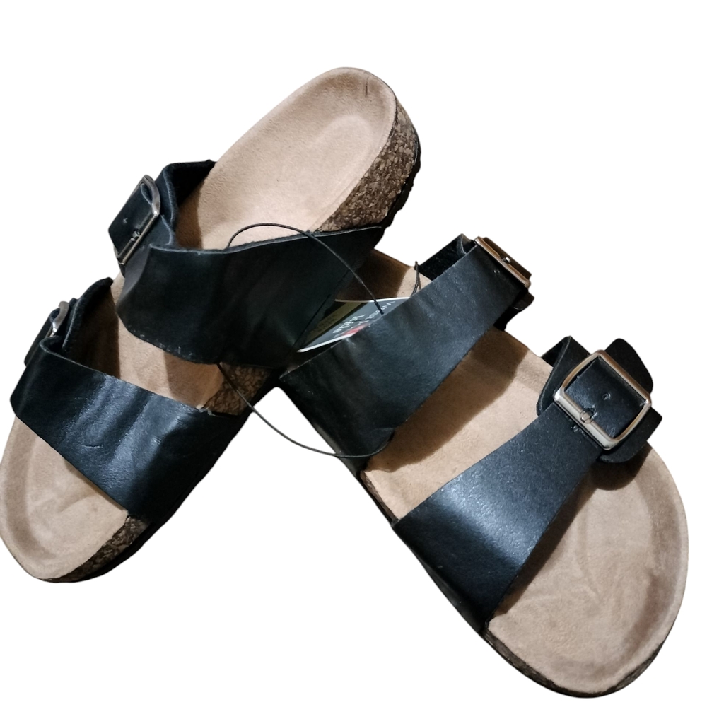 West Loop Black and Tan Sandals with Adjustable Straps Size S 13/1